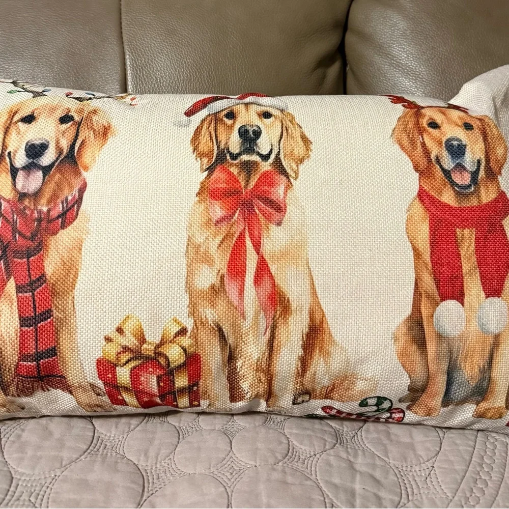 Christmas Labrador Decorations Doggy Holiday Decorative Throw Pillows